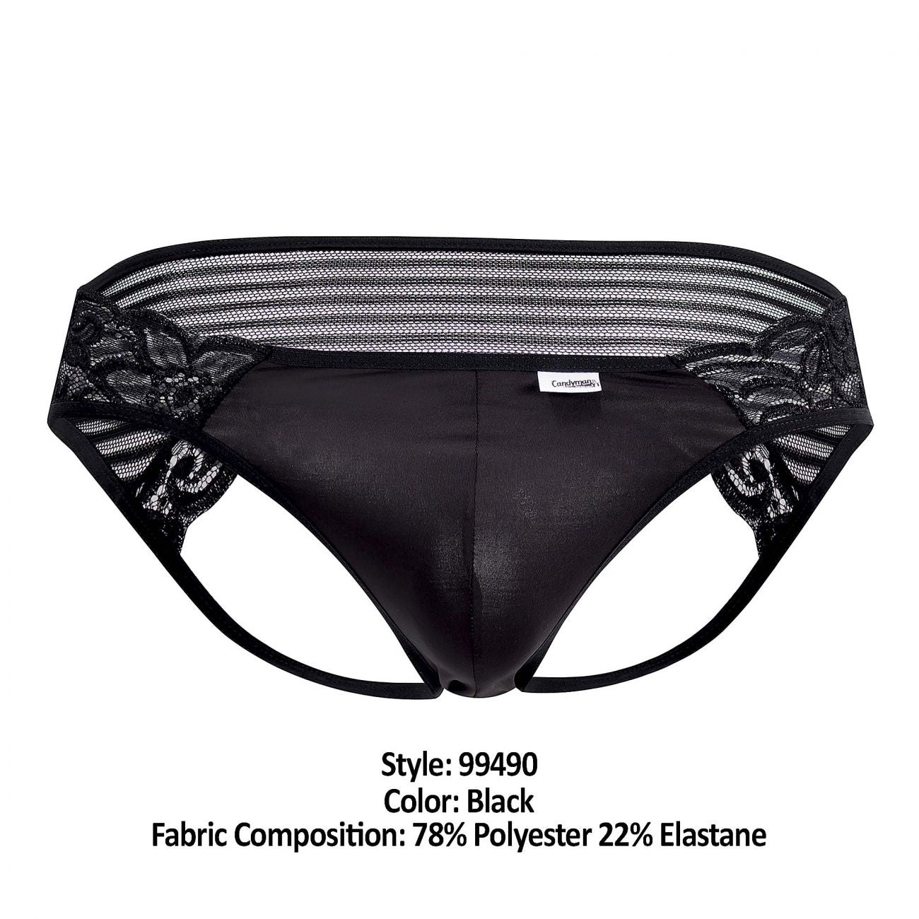 CandyMan 99490 Lace-Mesh Jockstrap Black