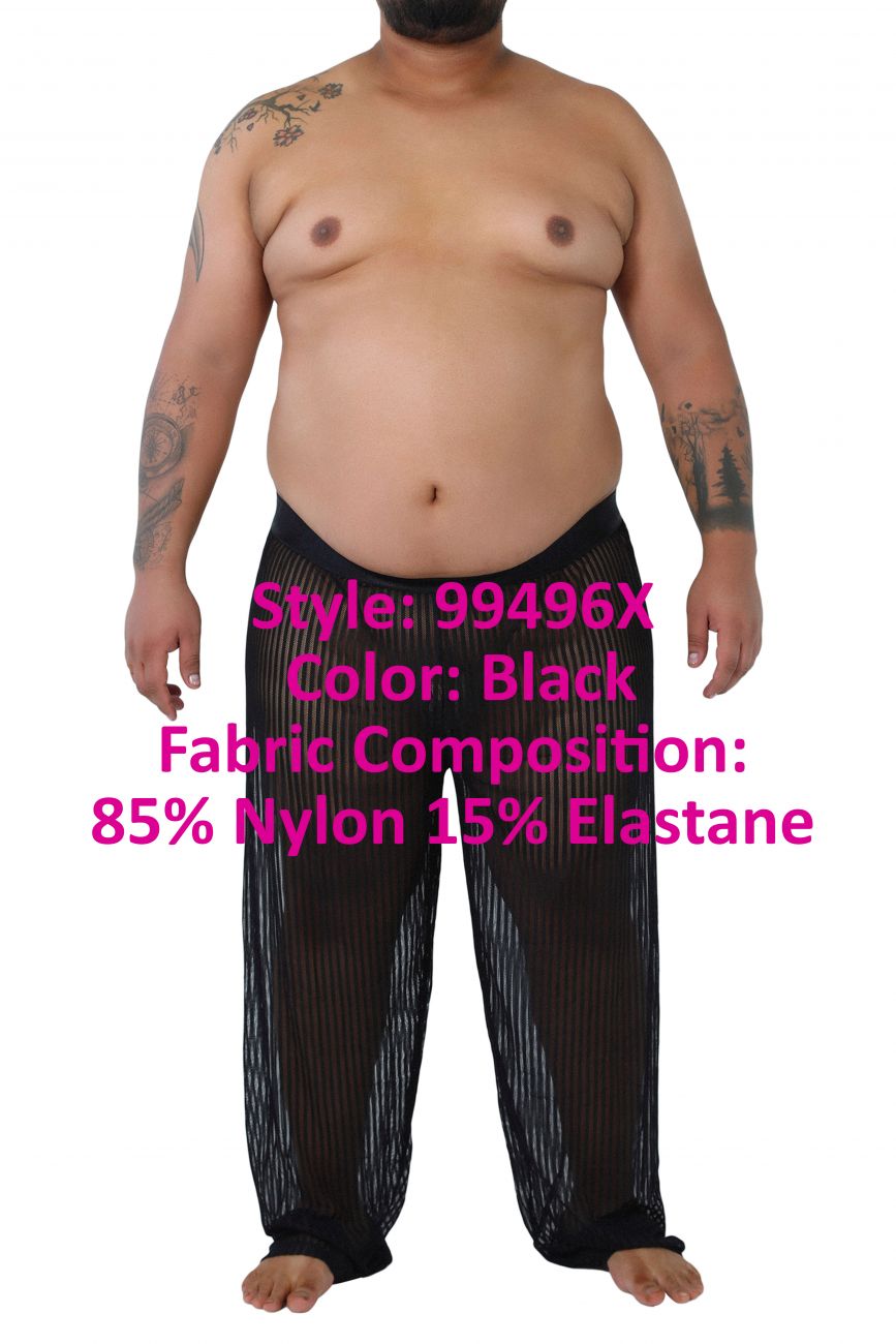 CandyMan 99496X Mesh Lounge Pants Black Plus Sizes