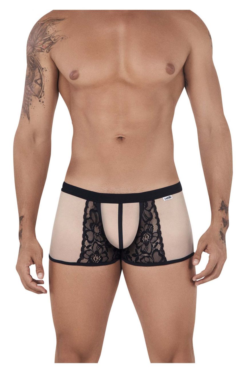 CandyMan 99499 Mesh-Lace open Butt Trunks Beige & Black