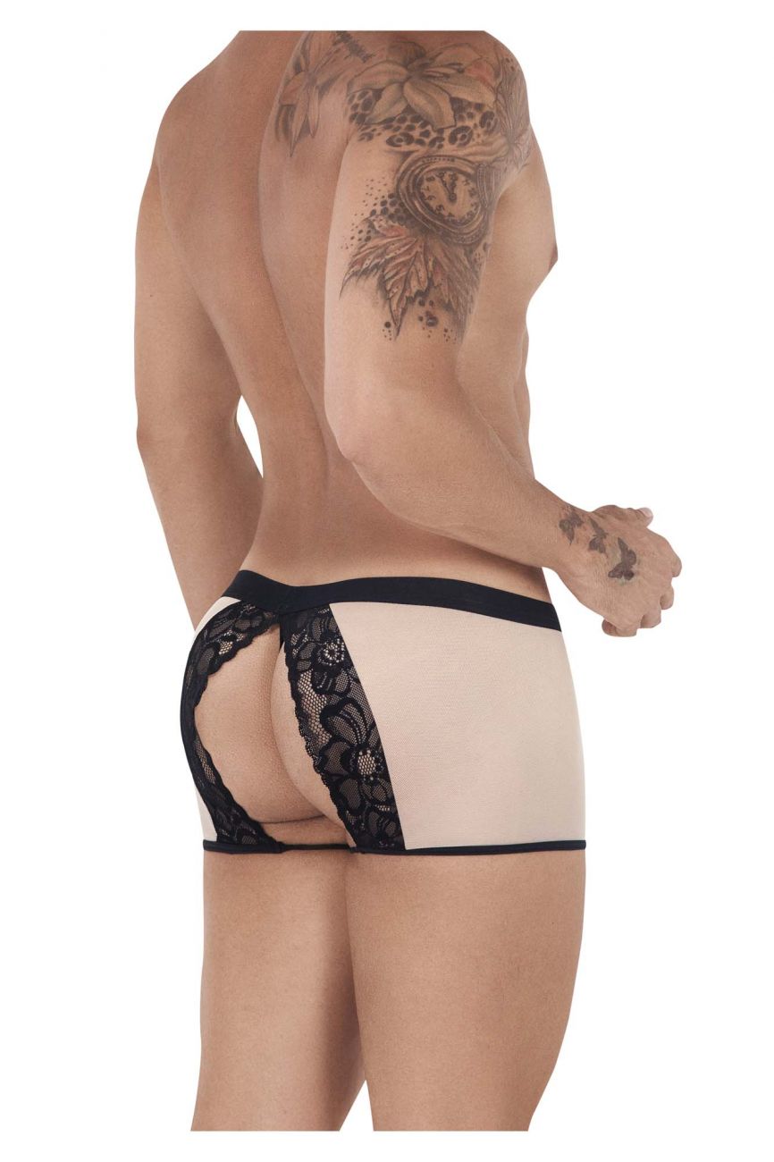 CandyMan 99499 Mesh-Lace open Butt Trunks Beige & Black