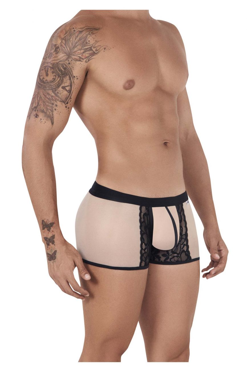 CandyMan 99499 Mesh-Lace open Butt Trunks Beige & Black