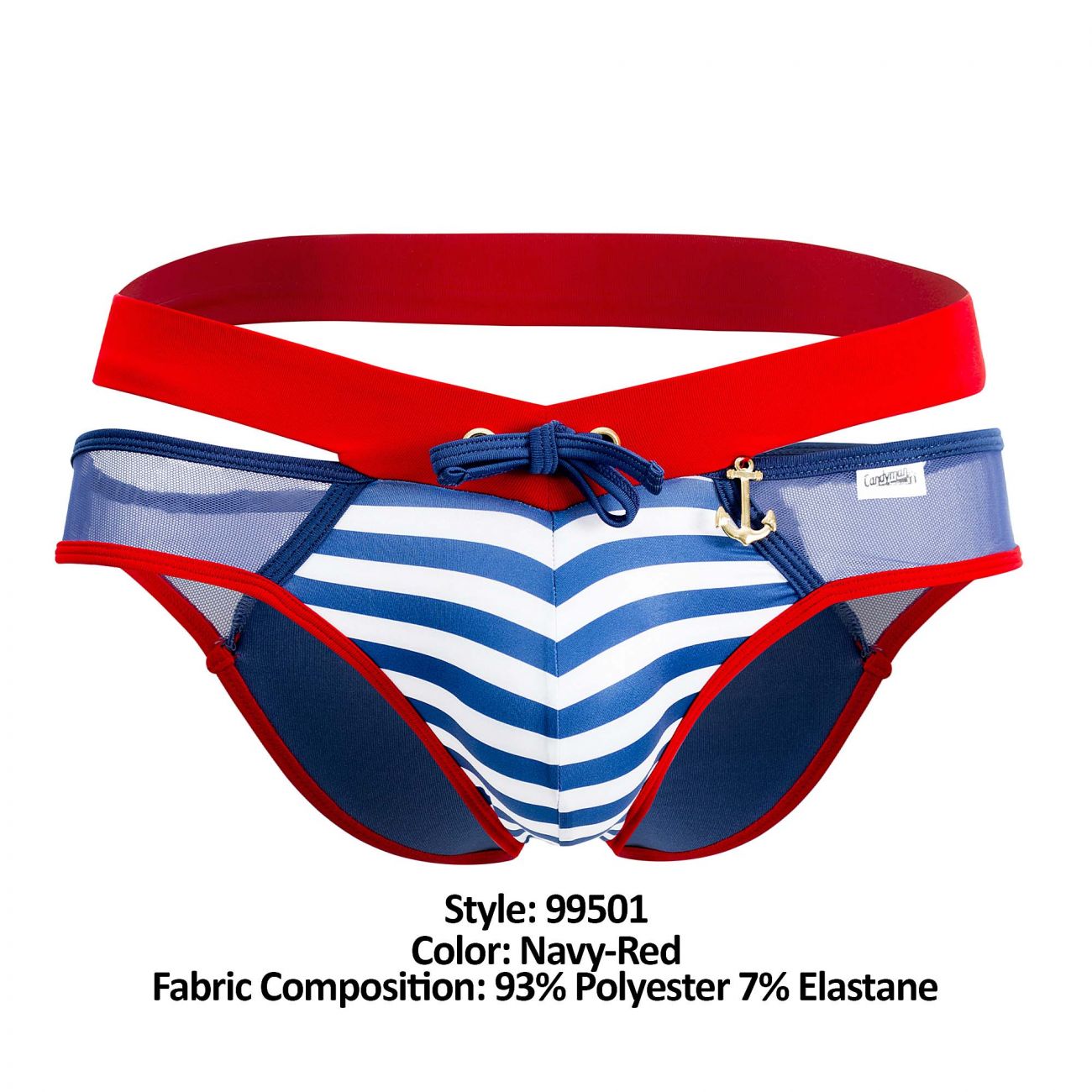CandyMan 99501 Mesh-Stripes Bikini Navy & Red