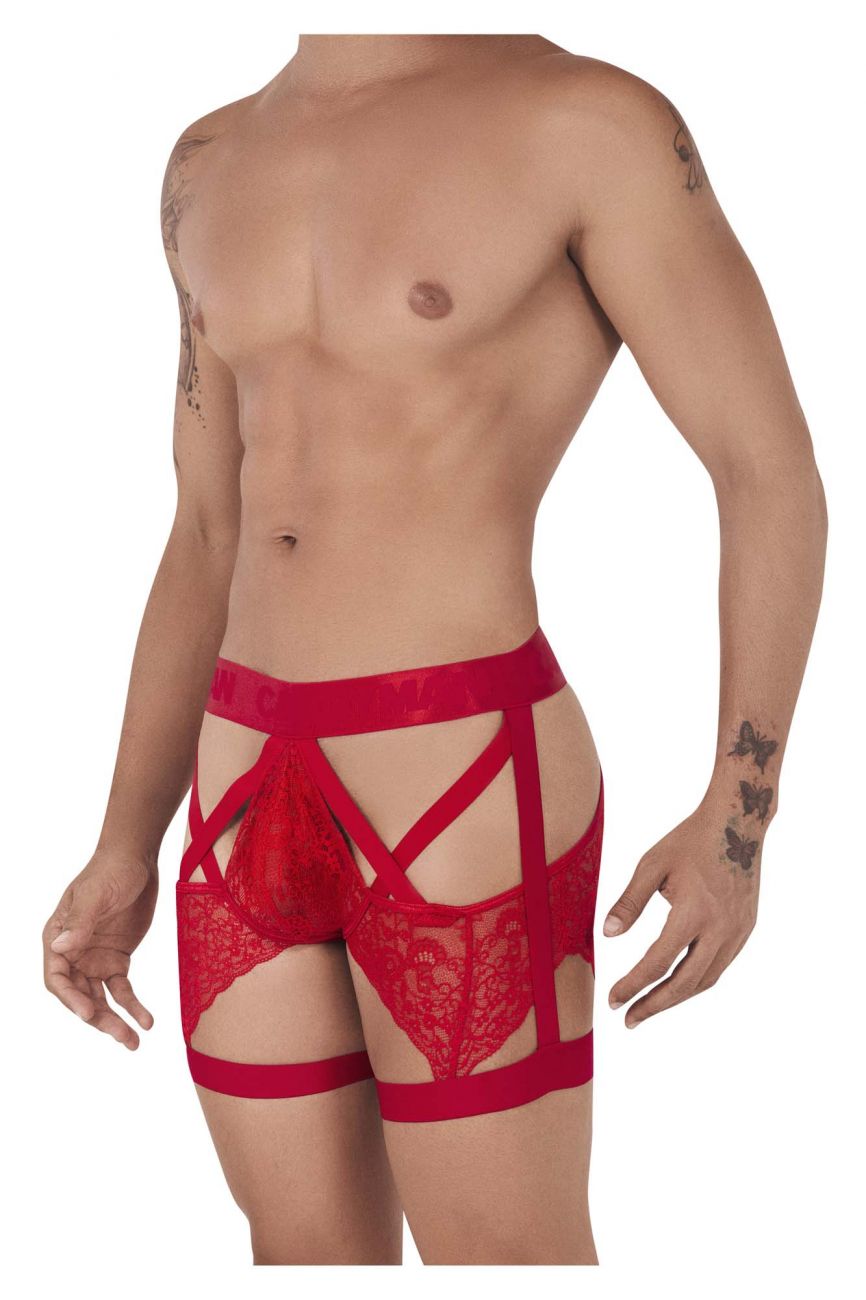 CandyMan 99502 Lace Garter Trunks Red