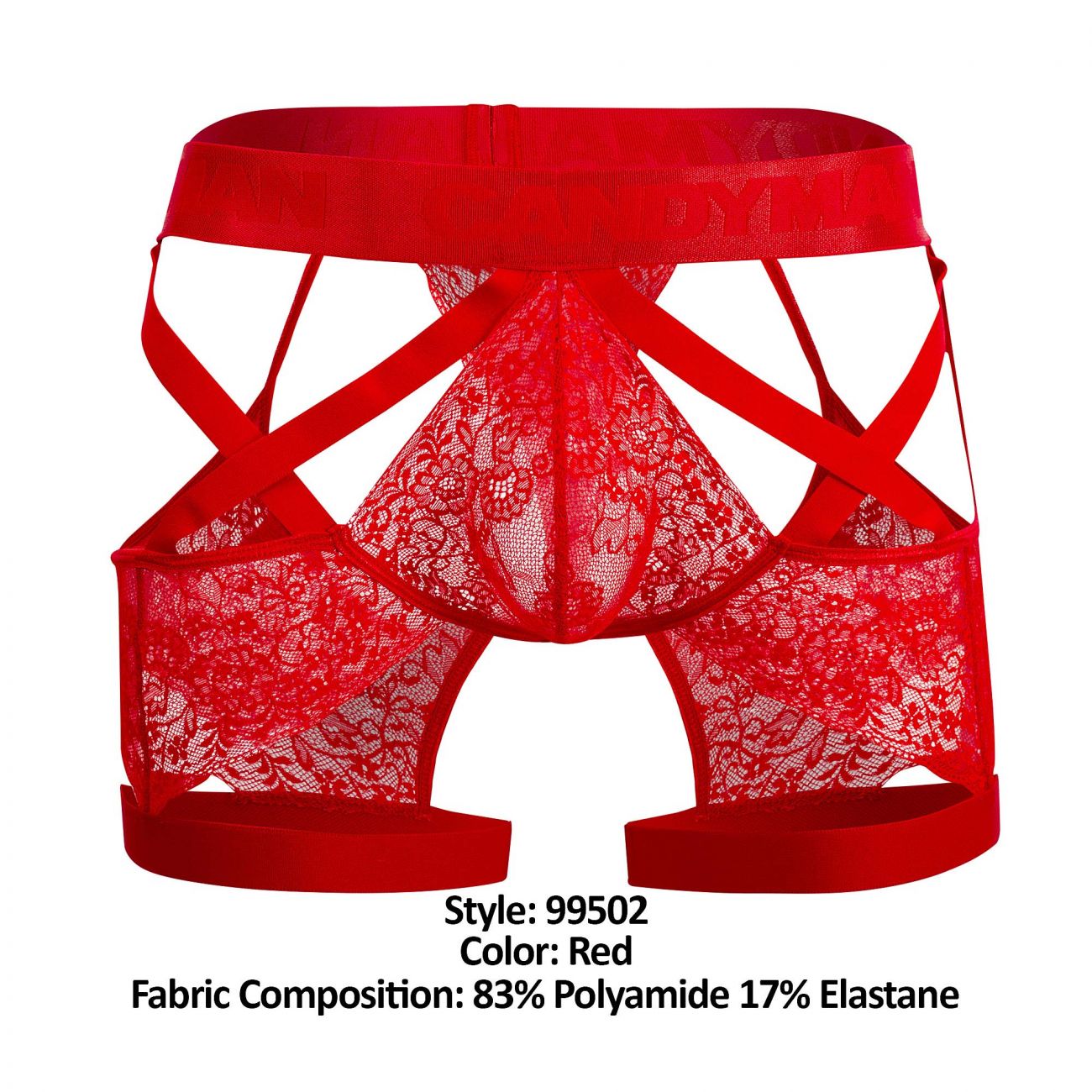 CandyMan 99502 Lace Garter Trunks Red