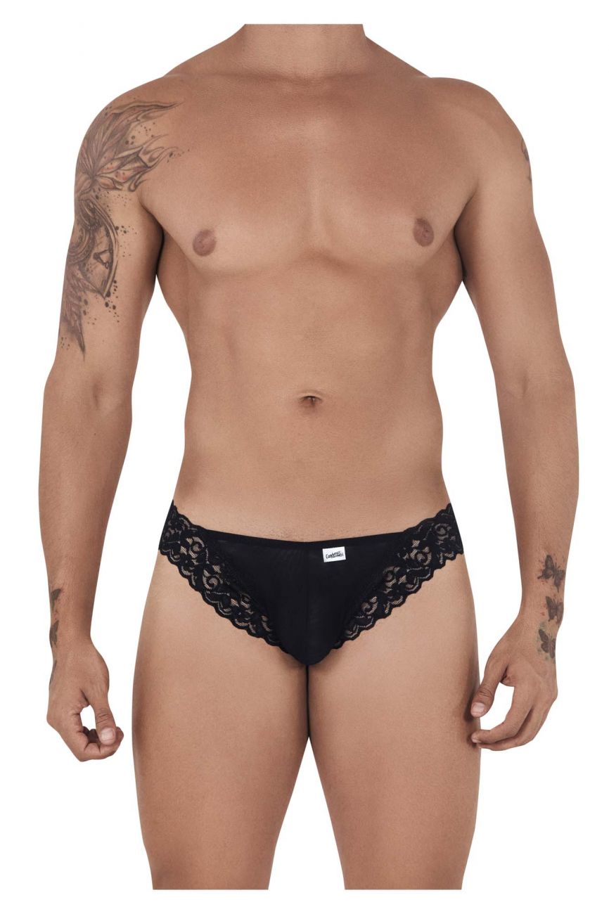 CandyMan 99506 Mesh-Lace Thongs Black
