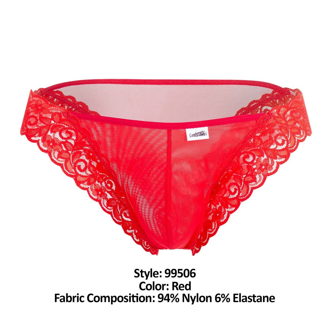 JCSTK - CandyMan 99506 Mesh-Lace Thongs Red