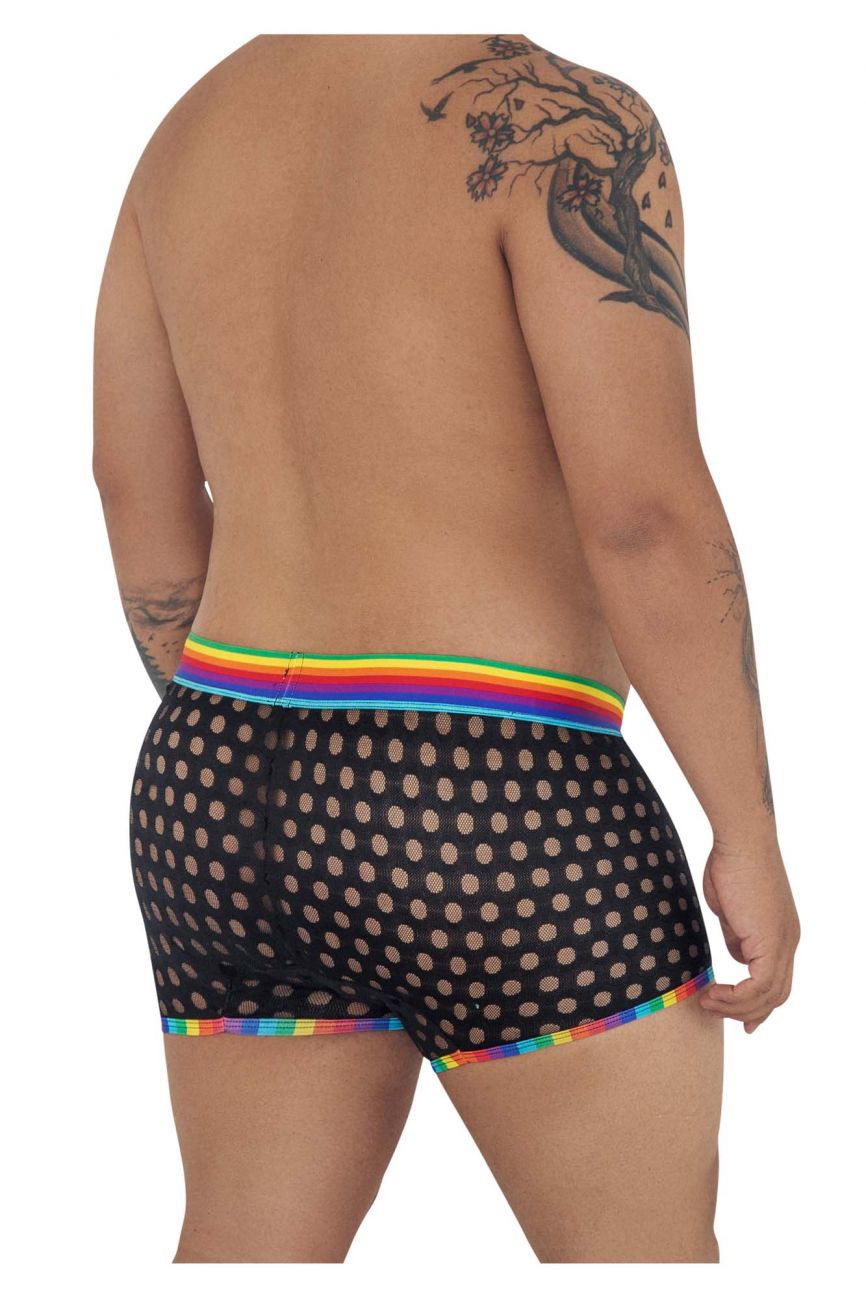 CandyMan 99511X Polka Mesh Trunks Black Rainbow Plus Sizes