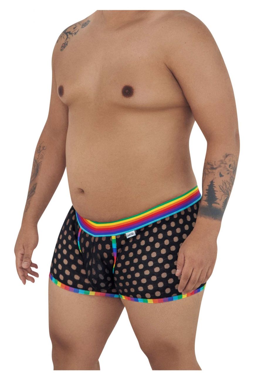 CandyMan 99511X Polka Mesh Trunks Black Rainbow Plus Sizes