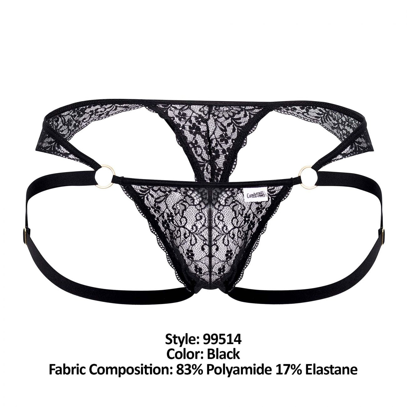 SALE - CandyMan 99514 Lace Jockstrap-Thongs Black