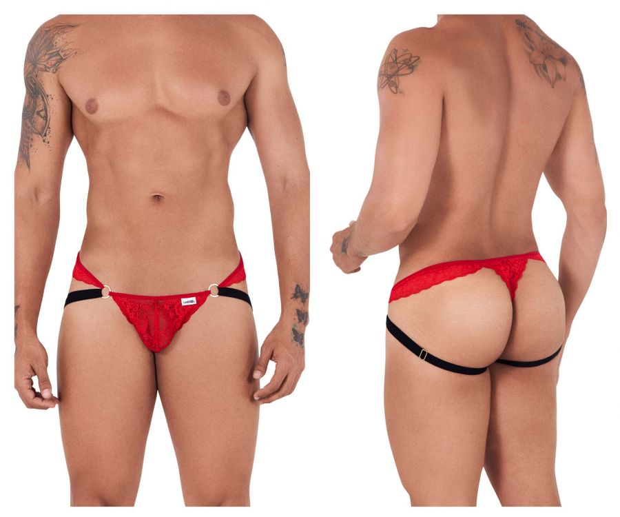 CandyMan 99514 Lace Jockstrap-Thongs Red