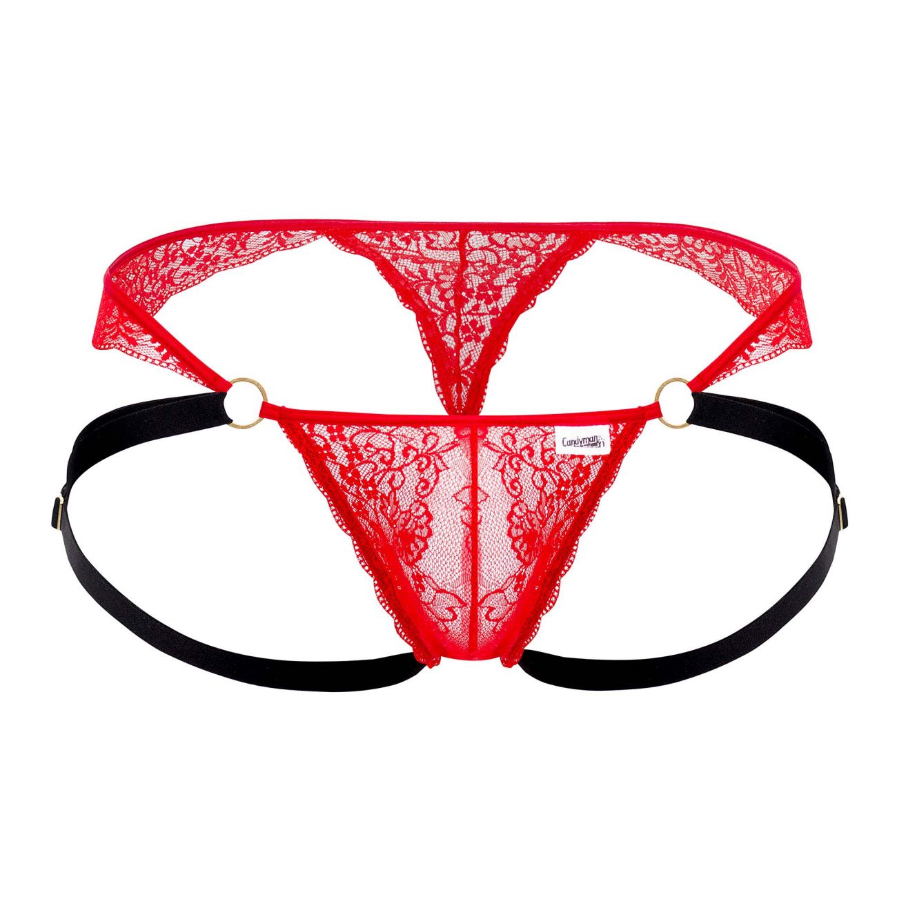 CandyMan 99514 Lace Jockstrap-Thongs Red