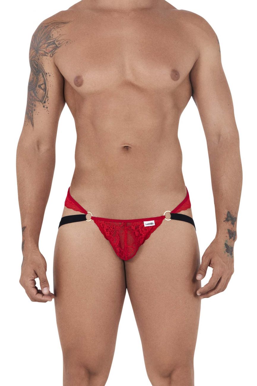 CandyMan 99514 Lace Jockstrap-Thongs Red