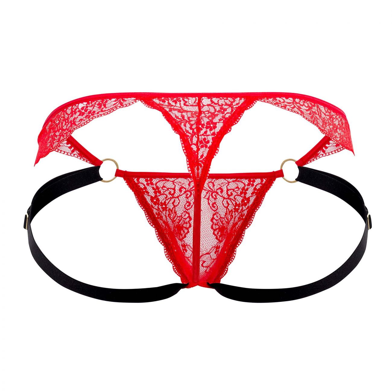 CandyMan 99514 Lace Jockstrap-Thongs Red