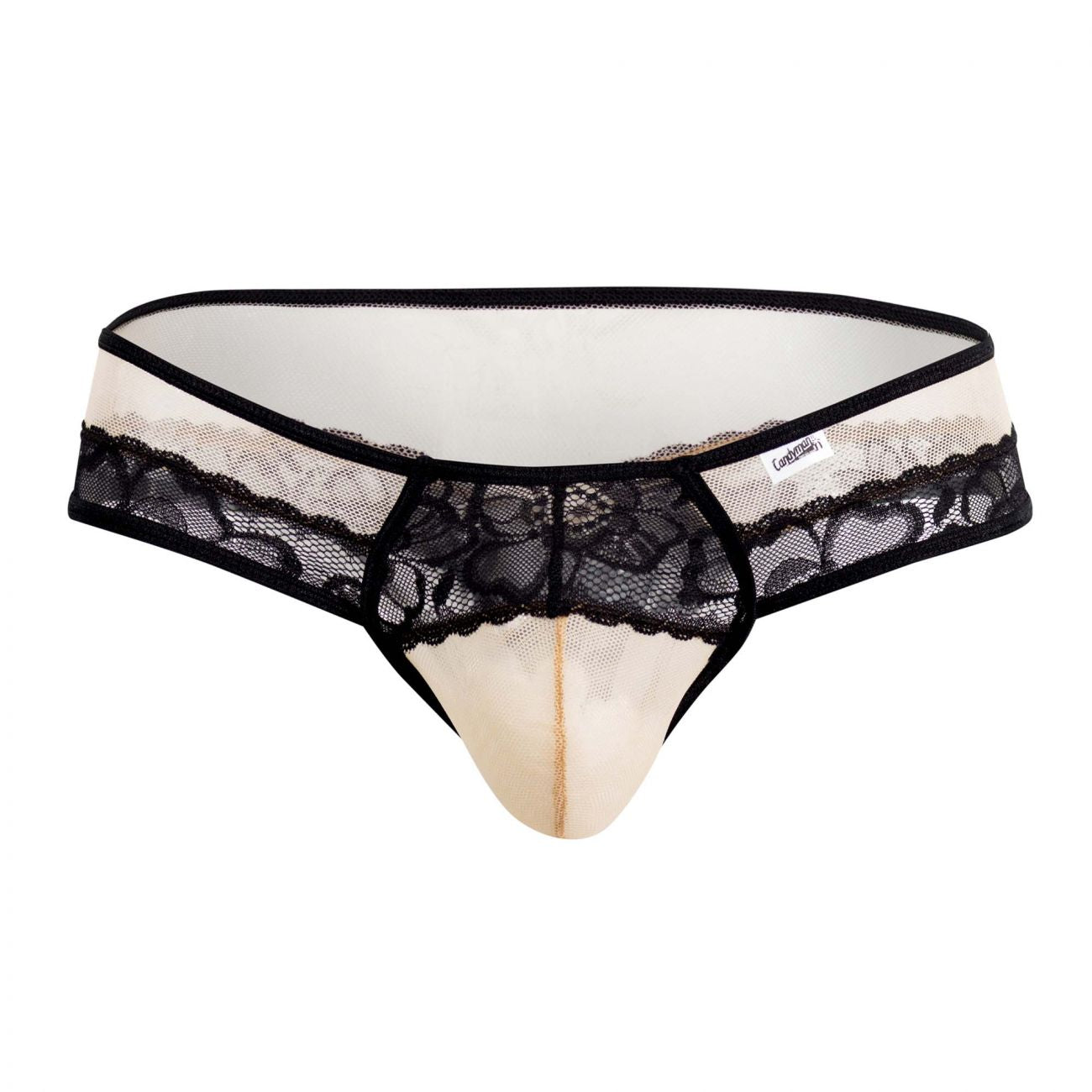 SALE - CandyMan 99516 Mesh-Lace Thongs Beige & Black