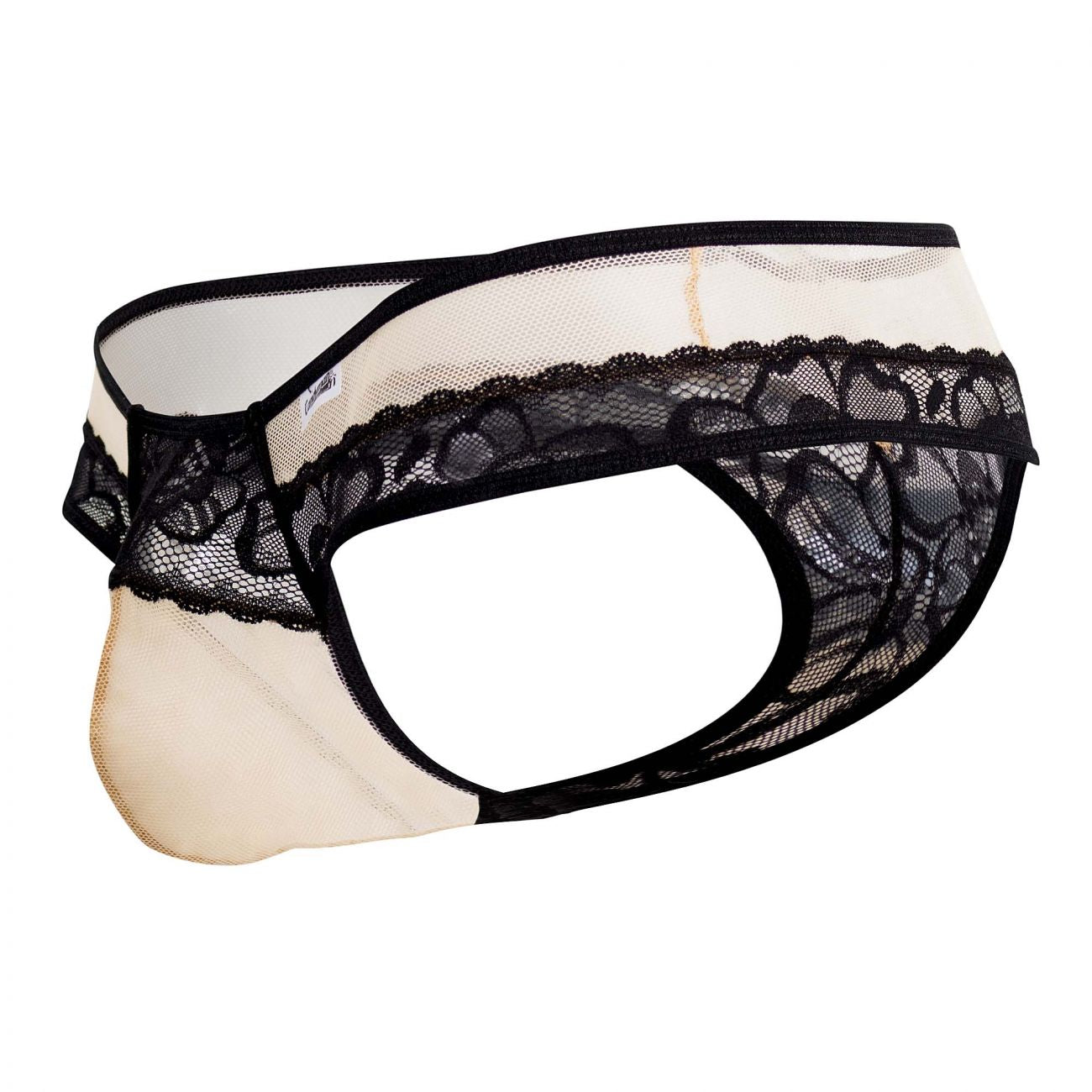 SALE - CandyMan 99516 Mesh-Lace Thongs Beige & Black