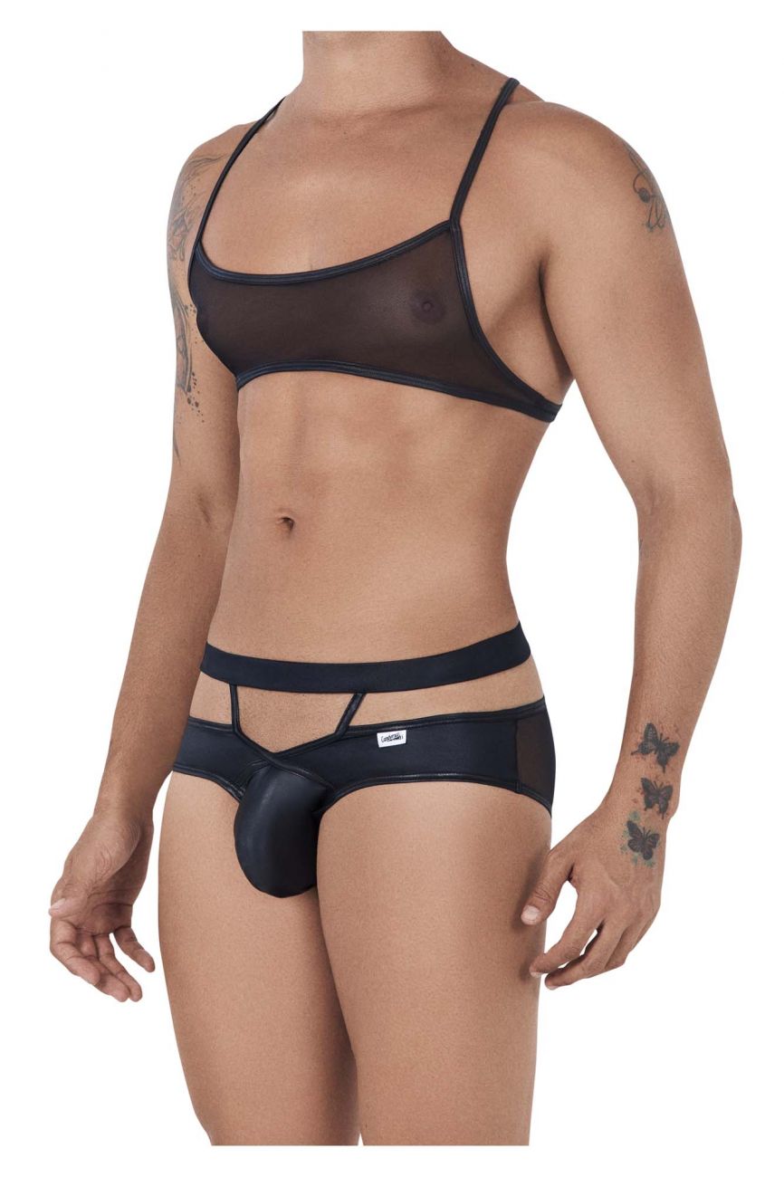 CandyMan 99525 Mesh Top and Bikini Set Black