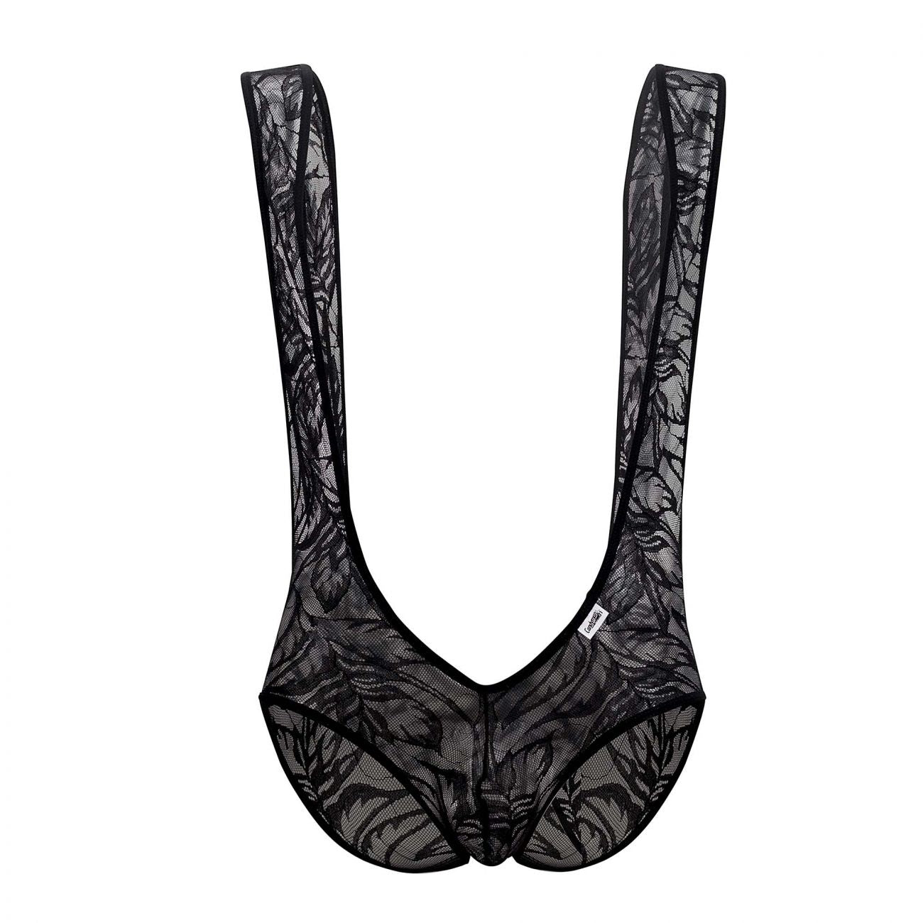 CandyMan 99530 Lace Bodysuit Boyshort Black
