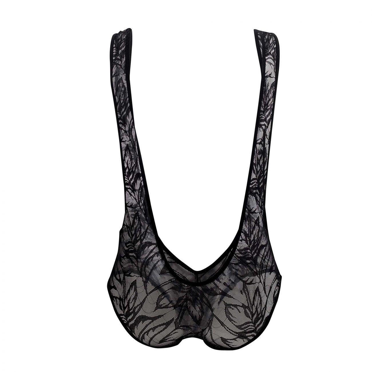 CandyMan 99530 Lace Bodysuit Boyshort Black