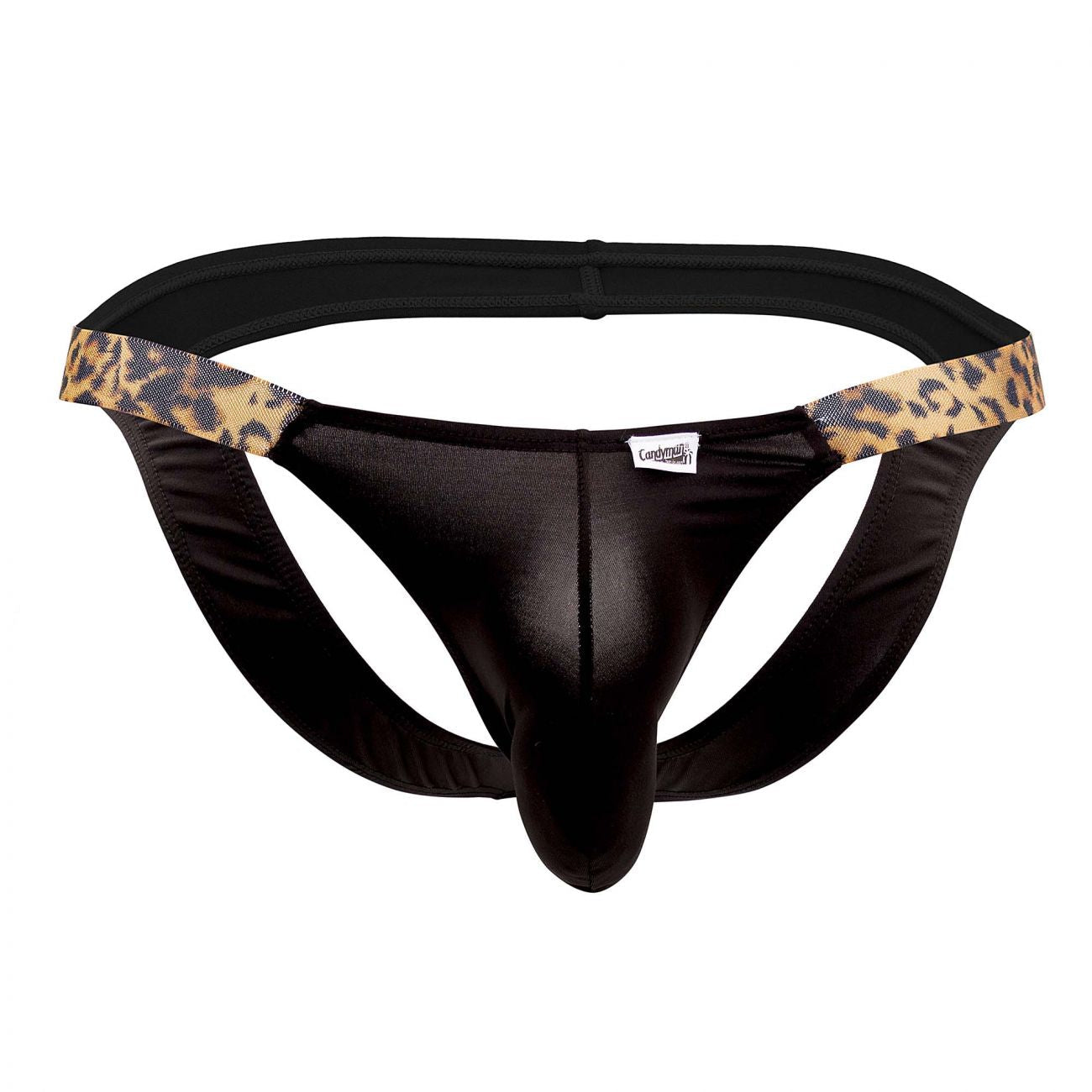 CandyMan 99536X Bikini Jockstrap Black Animal Print Plus Sizes