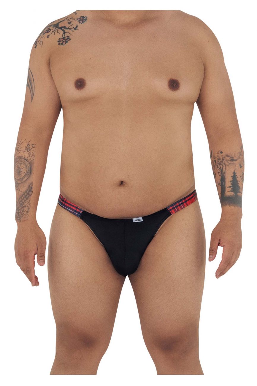 CandyMan 99536X Bikini Jockstrap Black Red Print Plus Sizes