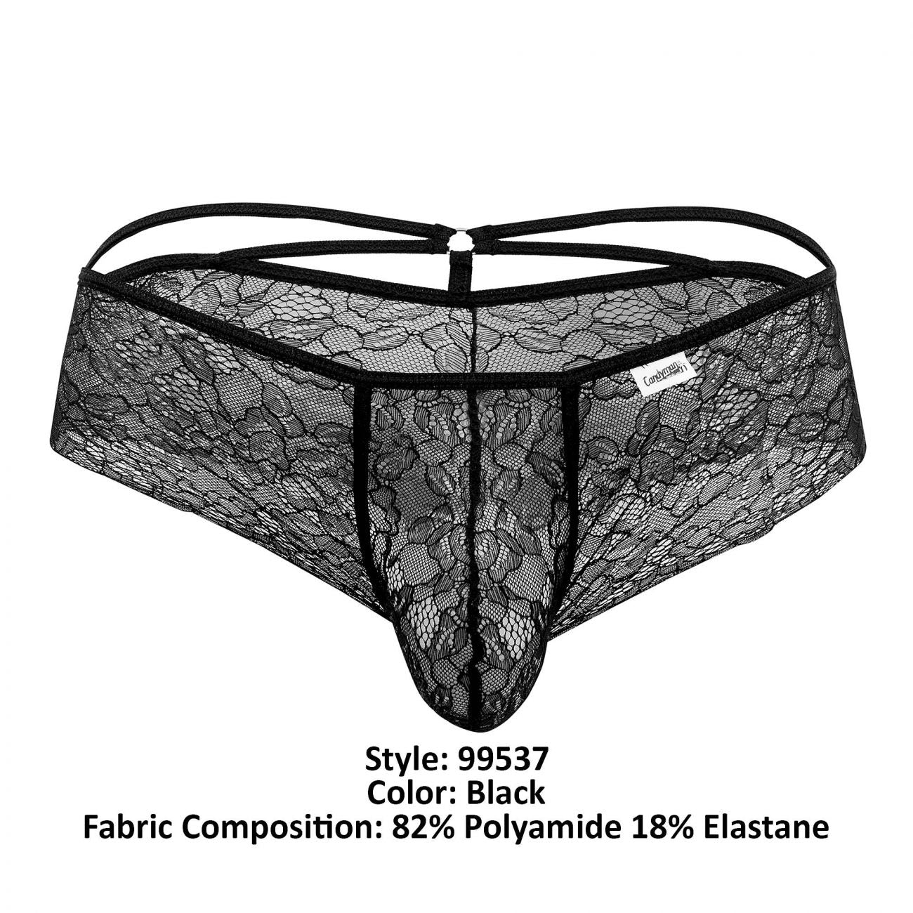 CandyMan 99537 Sexy Strappy Lace Thongs Black