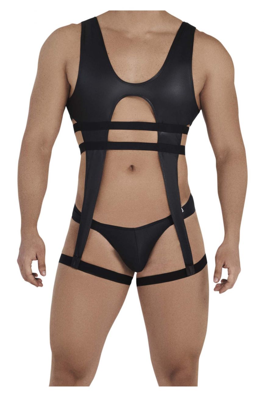 CandyMan 99541 Gladiator Thong Bodysuit Black