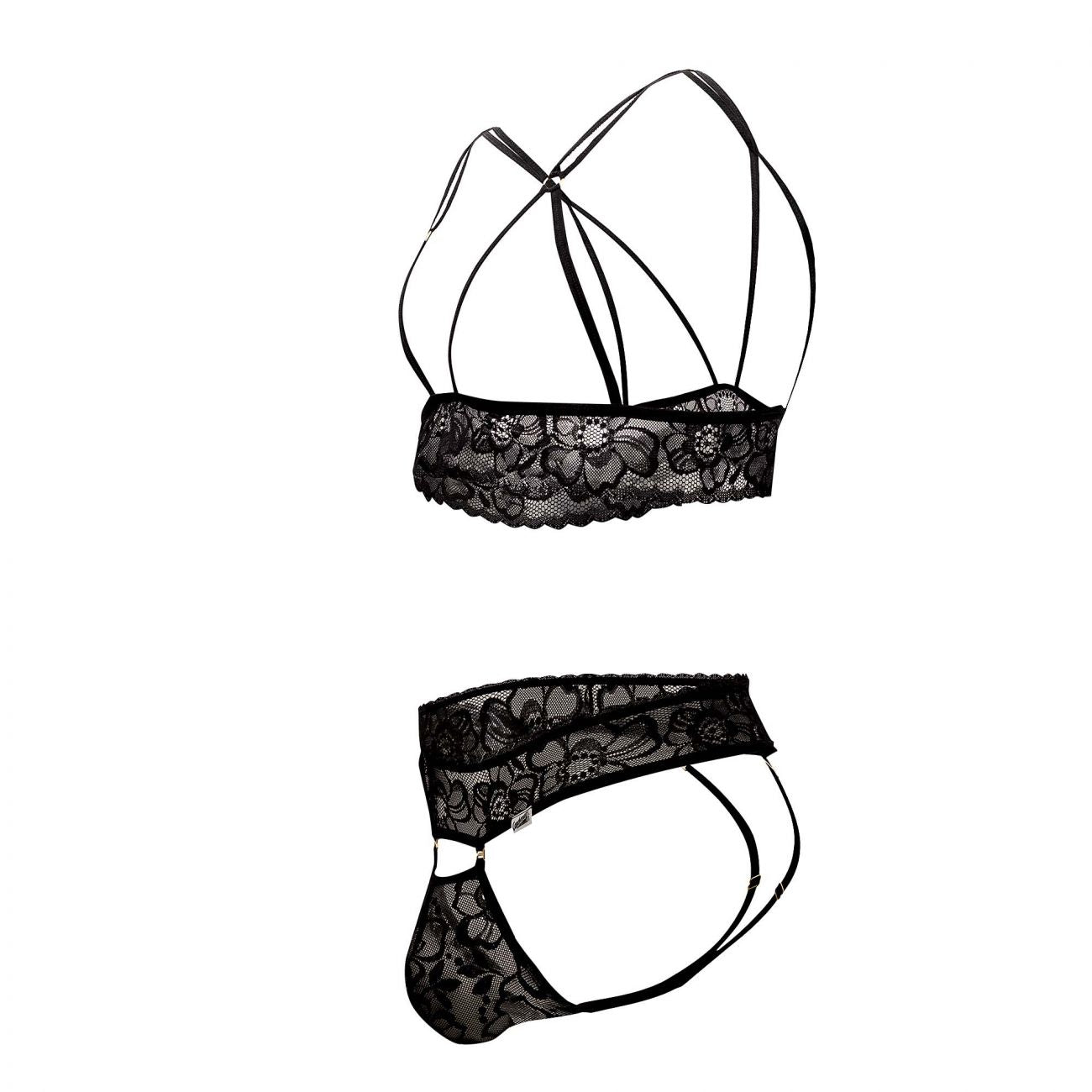 CandyMan 99549 Lace Harness-Jockstrap Outfit Black