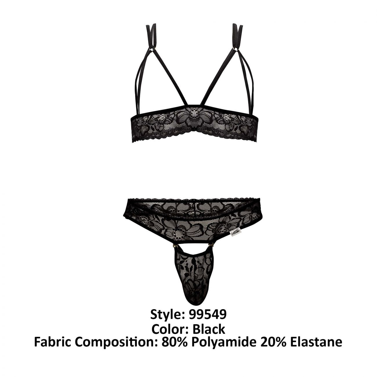 CandyMan 99549 Lace Harness-Jockstrap Outfit Black