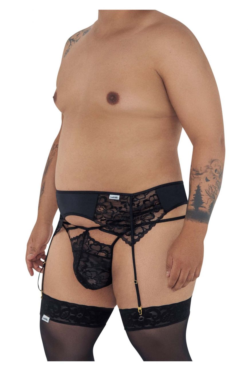 CandyMan 99550X Lace Garter-Jockstrap Black Plus Sizes