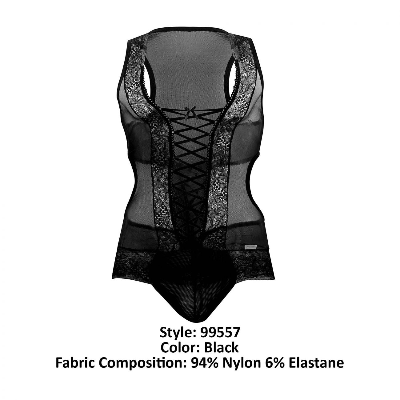 CandyMan 99557 Mesh-Lace Bodysuit Black