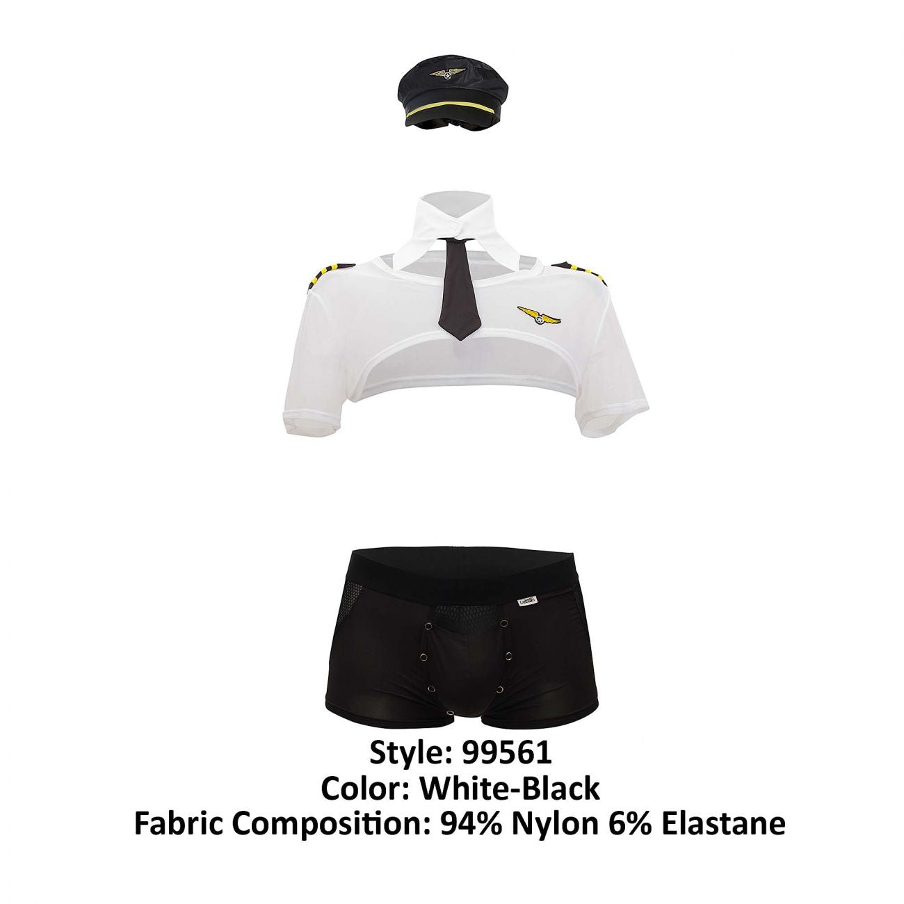 CandyMan 99561 Pilot Costume Outfit Black & White