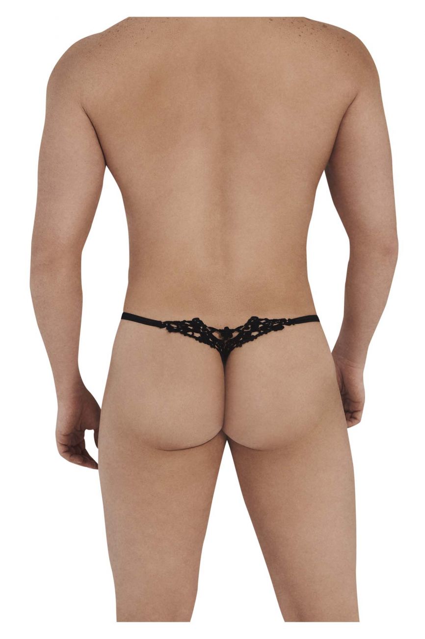 CandyMan 99563 Mesh-Lace G-String Ivory and Black