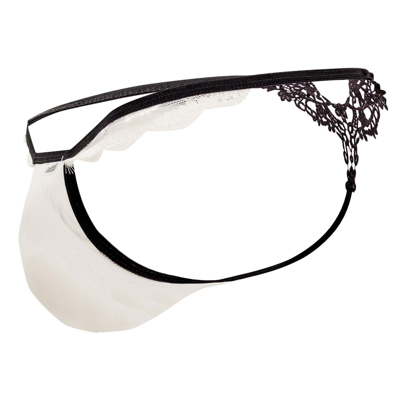 CandyMan 99563 Mesh-Lace G-String Ivory and Black