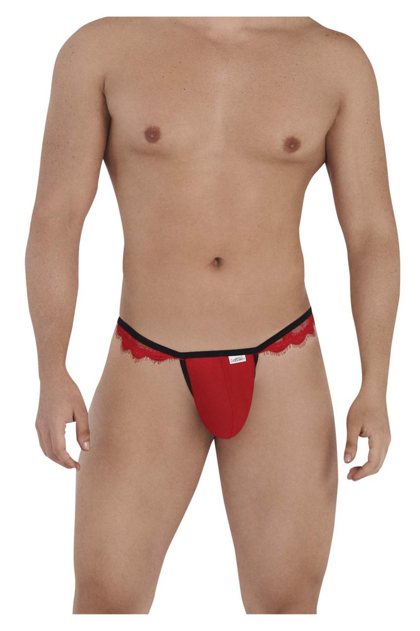 CandyMan 99563 Mesh-Lace G-String Red and Black