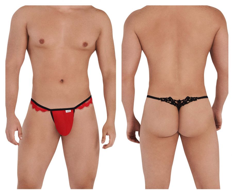 CandyMan 99563 Mesh-Lace G-String Red and Black
