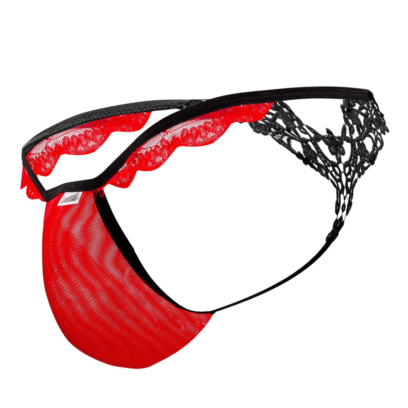 CandyMan 99563 Mesh-Lace G-String Red and Black