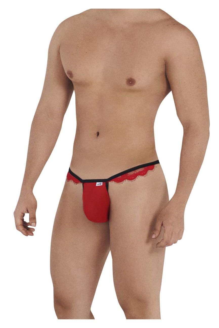 CandyMan 99563 Mesh-Lace G-String Red and Black