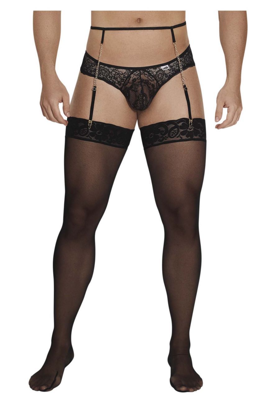CandyMan 99566 Lace Garter-Jockstrap Outfit Black