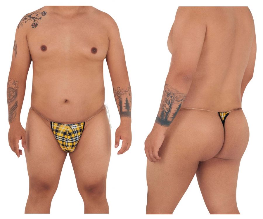 CandyMan 99571X Invisible Strap Micro G-String Yellow Print Plus Sizes