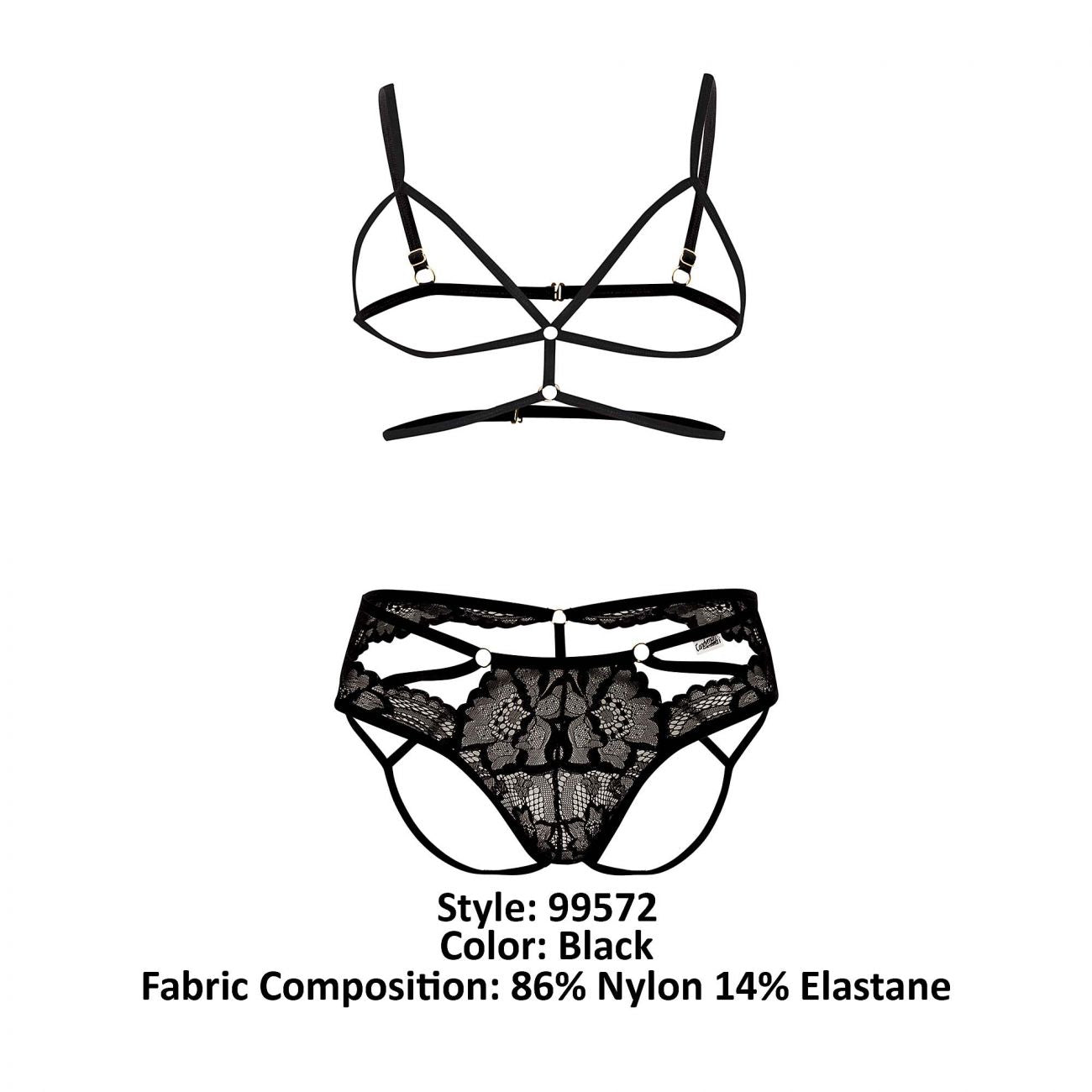 CandyMan 99572 Lace Harness-Jockstrap Outfit Black