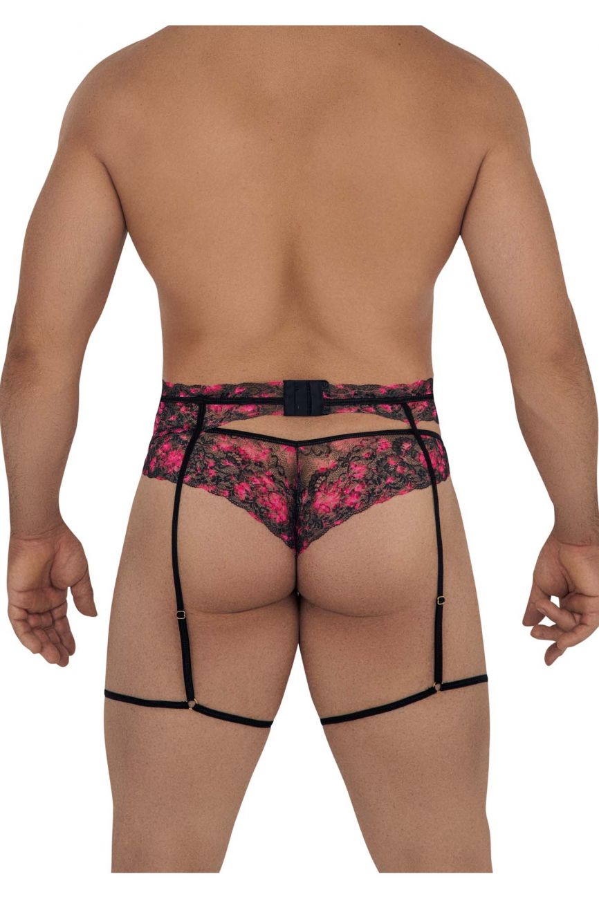 CandyMan 99576 Lace Garter Thongs Black Print