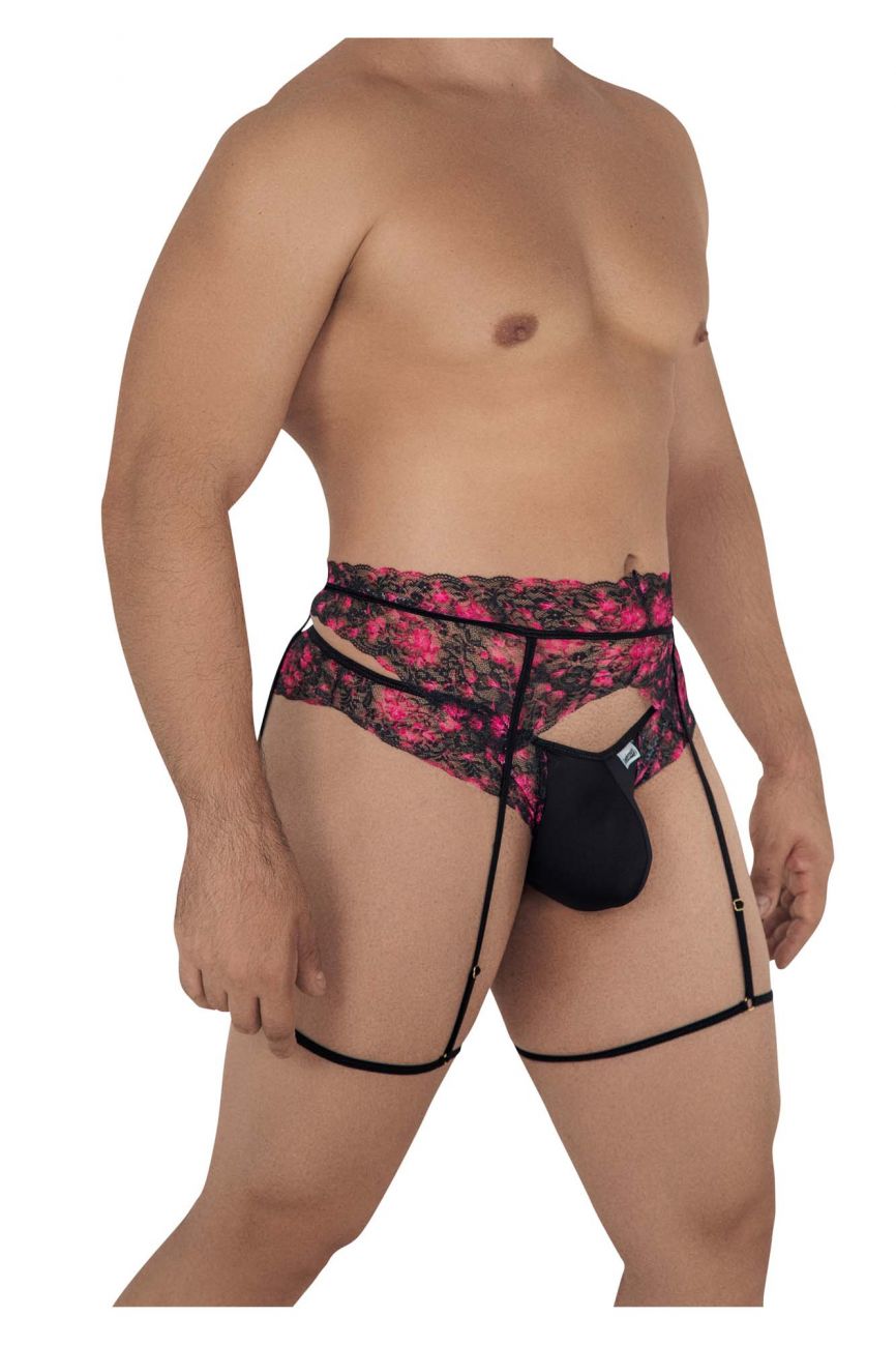 CandyMan 99576 Lace Garter Thongs Black Print