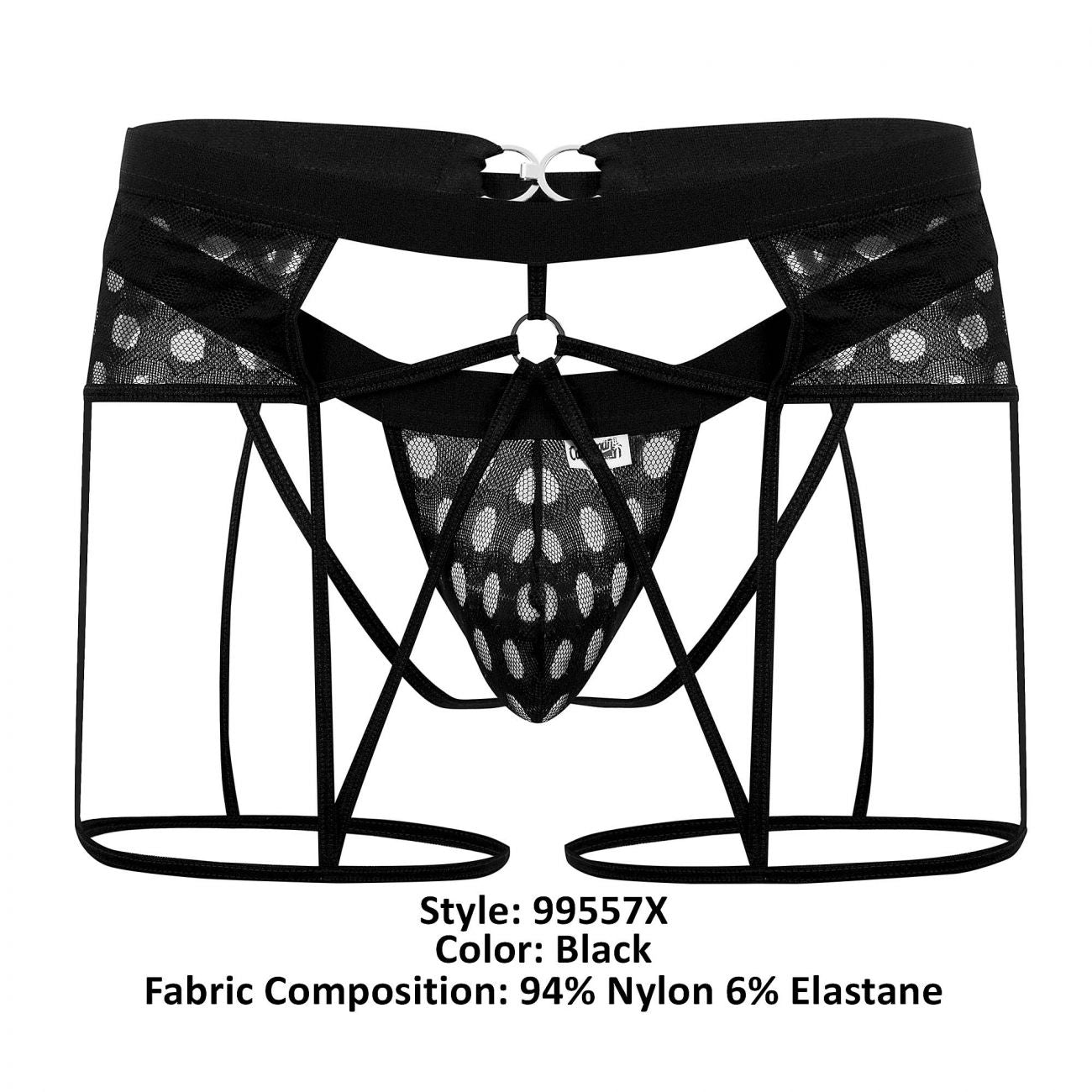 CandyMan 99577 Mesh Garter Jockstrap Black