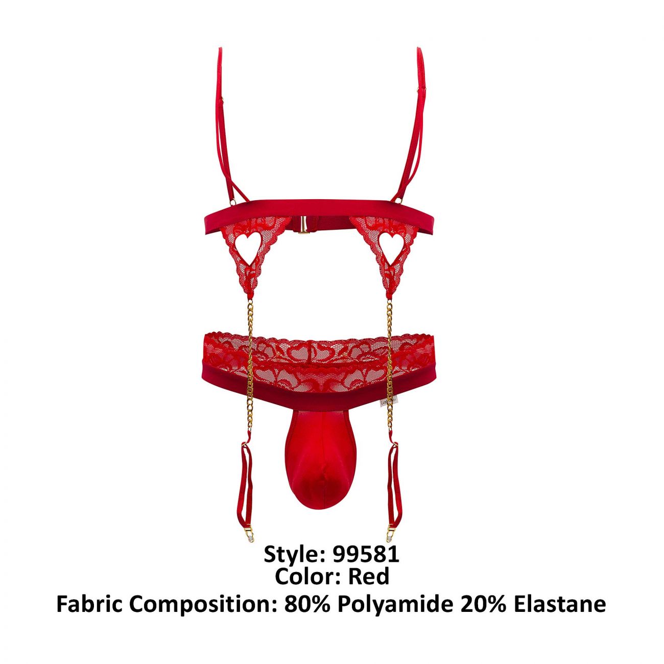 CandyMan 99581 Harness-Thongs Outfit Red