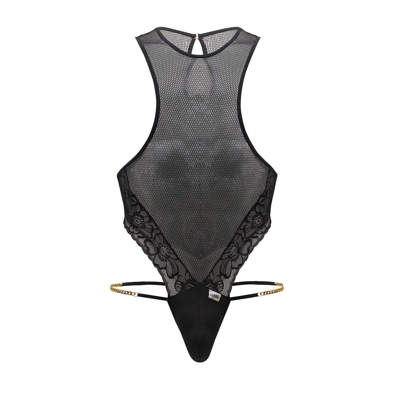 CandyMan 99584X Mesh-Lace Bodysuit Black Plus Sizes