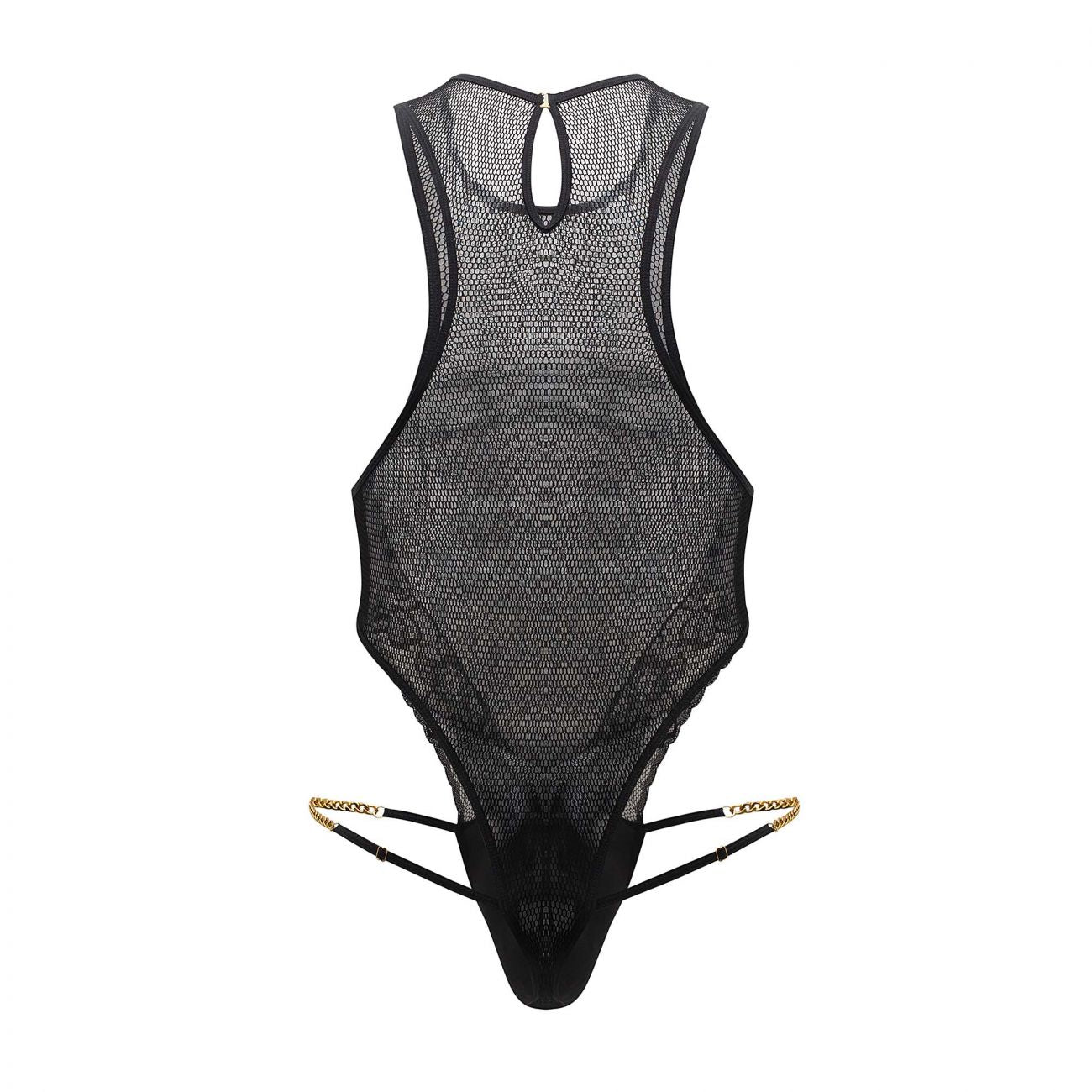 CandyMan 99584X Mesh-Lace Bodysuit Black Plus Sizes