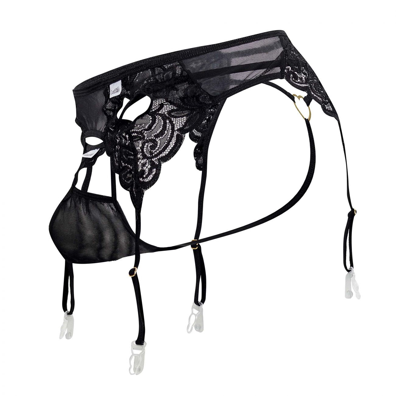 CandyMan 99589X Lace Garter G-String Black Plus Sizes