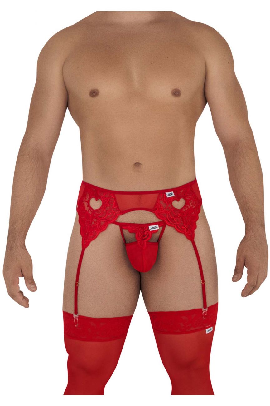 CandyMan 99589 Lace Garter G-String Red