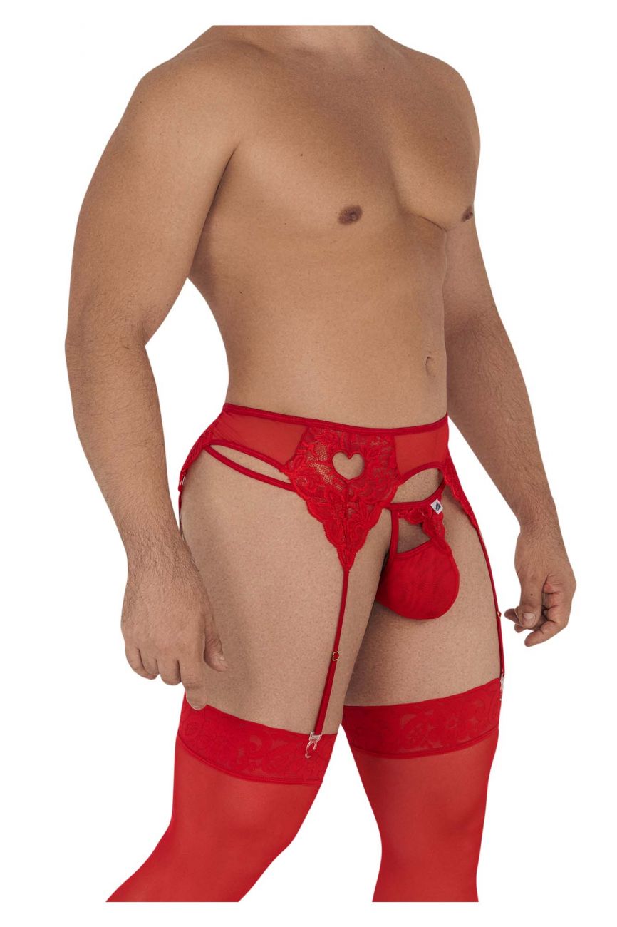 CandyMan 99589 Lace Garter G-String Red
