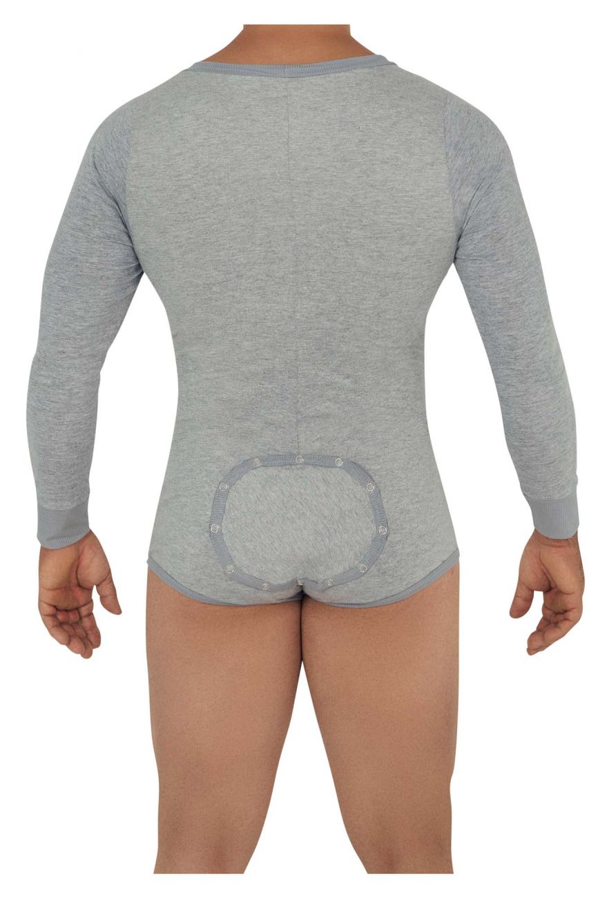 CandyMan 99591 Super V-Neck Bodysuit Gray